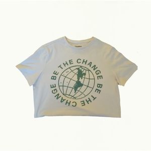 Goodfellow Earth Day BE THE CHANGE tshirt in cream size S